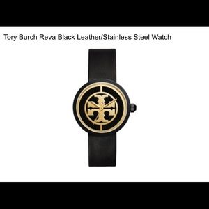 Tory Burch Reva Black Leather Watch